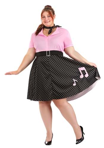 Click Here to buy Plus Size Sock Hop Cutie Costume | Womens 50s Costume from HalloweenCostumes, CDN Funds & Shipping