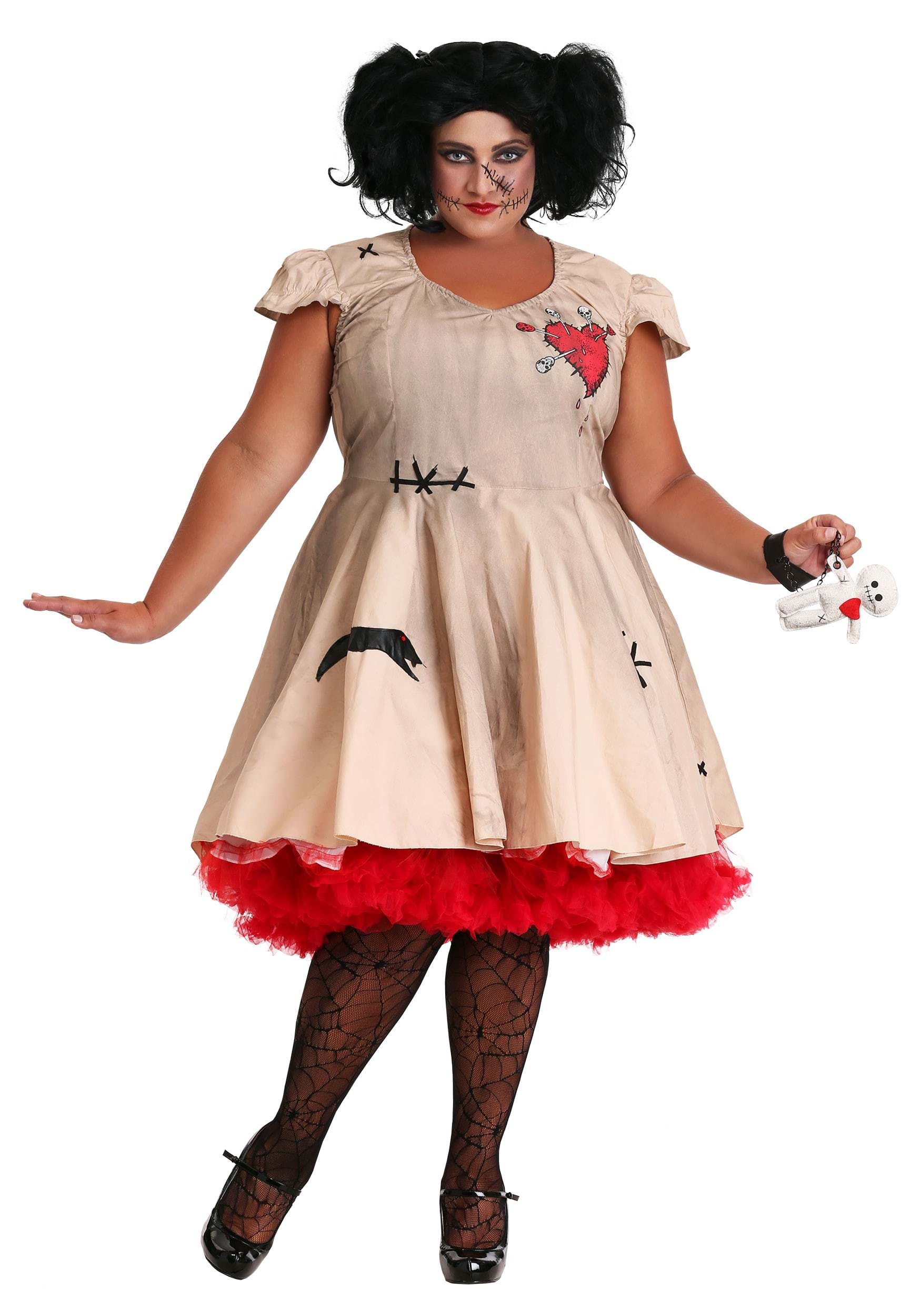 Plus Size Voodoo Doll Costume For Women Scary Costumes 7634