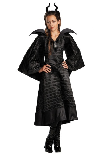 Click Here to buy Girls Deluxe Black Maleficent Christening Gown Costume from HalloweenCostumes, CDN Funds & Shipping