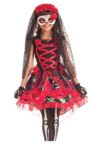 Click Here to buy Kids Day of the Dead Senorita Costume from HalloweenCostumes, CDN Funds & Shipping