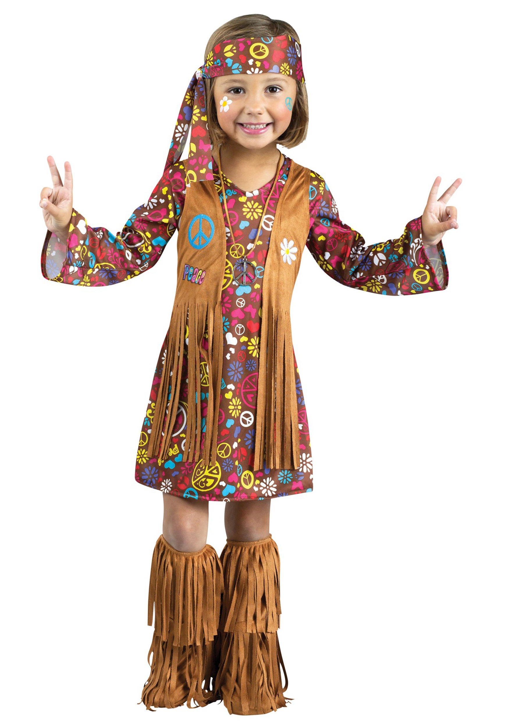 Girl's Toddler Peace & Love Hippie Costume