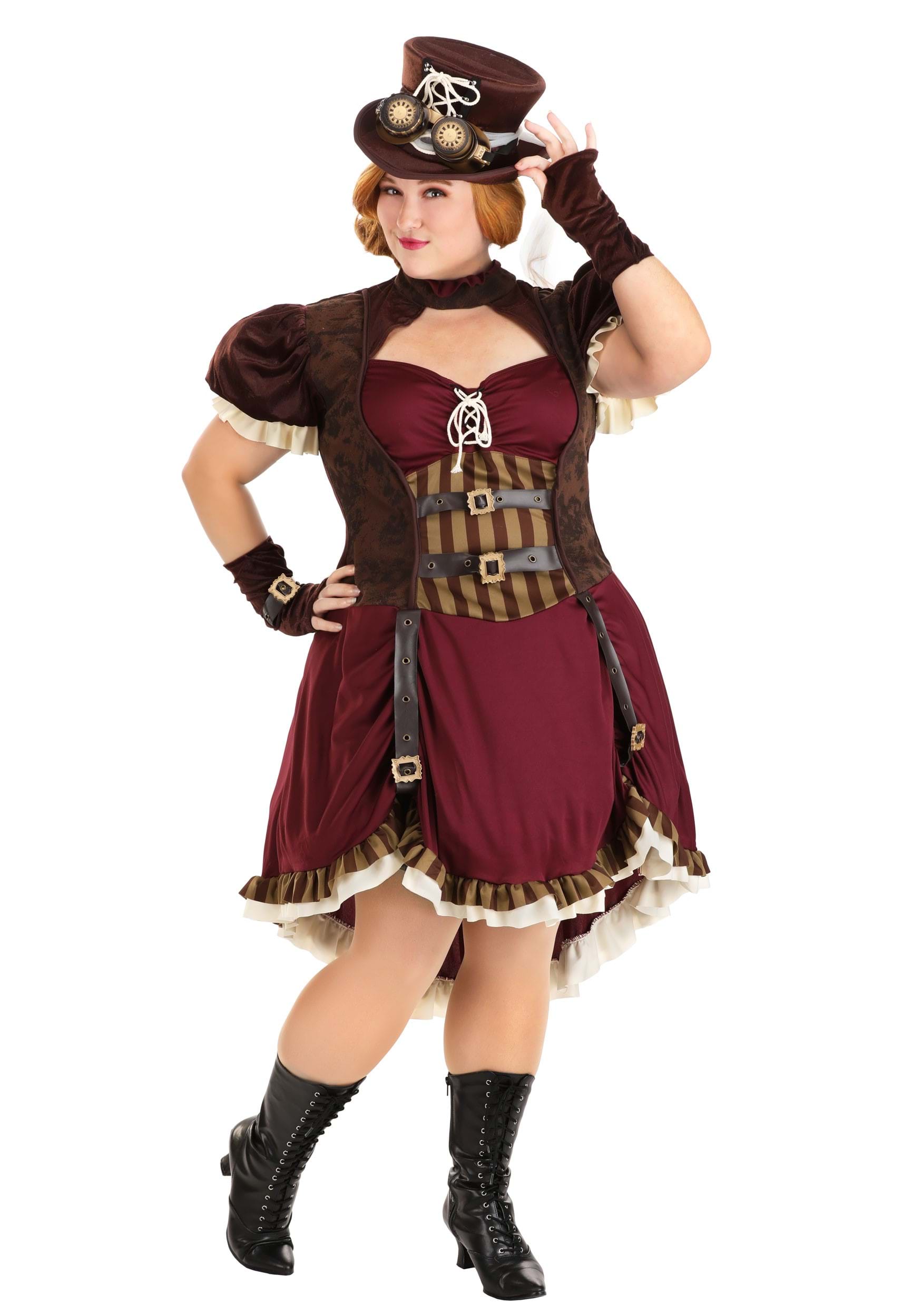 Plus Size Steampunk Lady Costume , Decade Costumes
