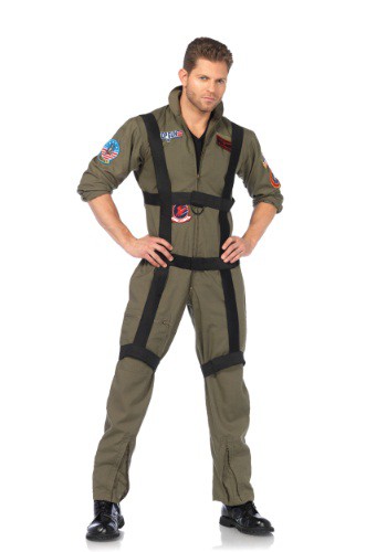 Click Here to buy Mens Top Gun Jumpsuit Costume with Harness from HalloweenCostumes, CDN Funds & Shipping