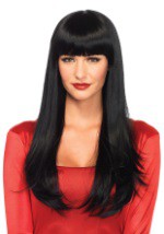 Black Straight Wig with Bangs