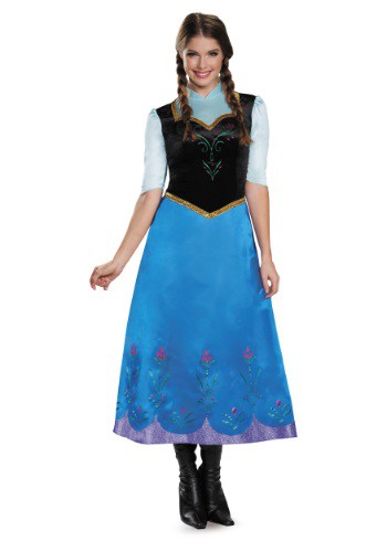 Click Here to buy Frozen Traveling Anna Deluxe Costume from HalloweenCostumes, CDN Funds & Shipping