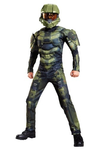 Click Here to buy Boys Master Chief Classic Muscle Costume from HalloweenCostumes, CDN Funds & Shipping