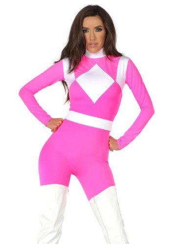 Womens Dominance Action Figure Pink Catsuit Costume