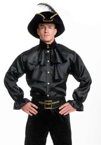 Click Here to buy Mens Black Satin Ruffle Shirt from HalloweenCostumes, CDN Funds & Shipping