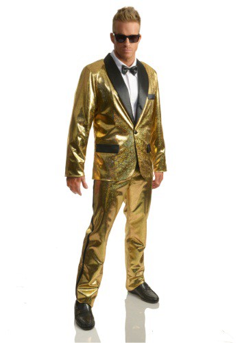 Click Here to buy Mens Gold Disco Ball Tuxedo Costume from HalloweenCostumes, CDN Funds & Shipping