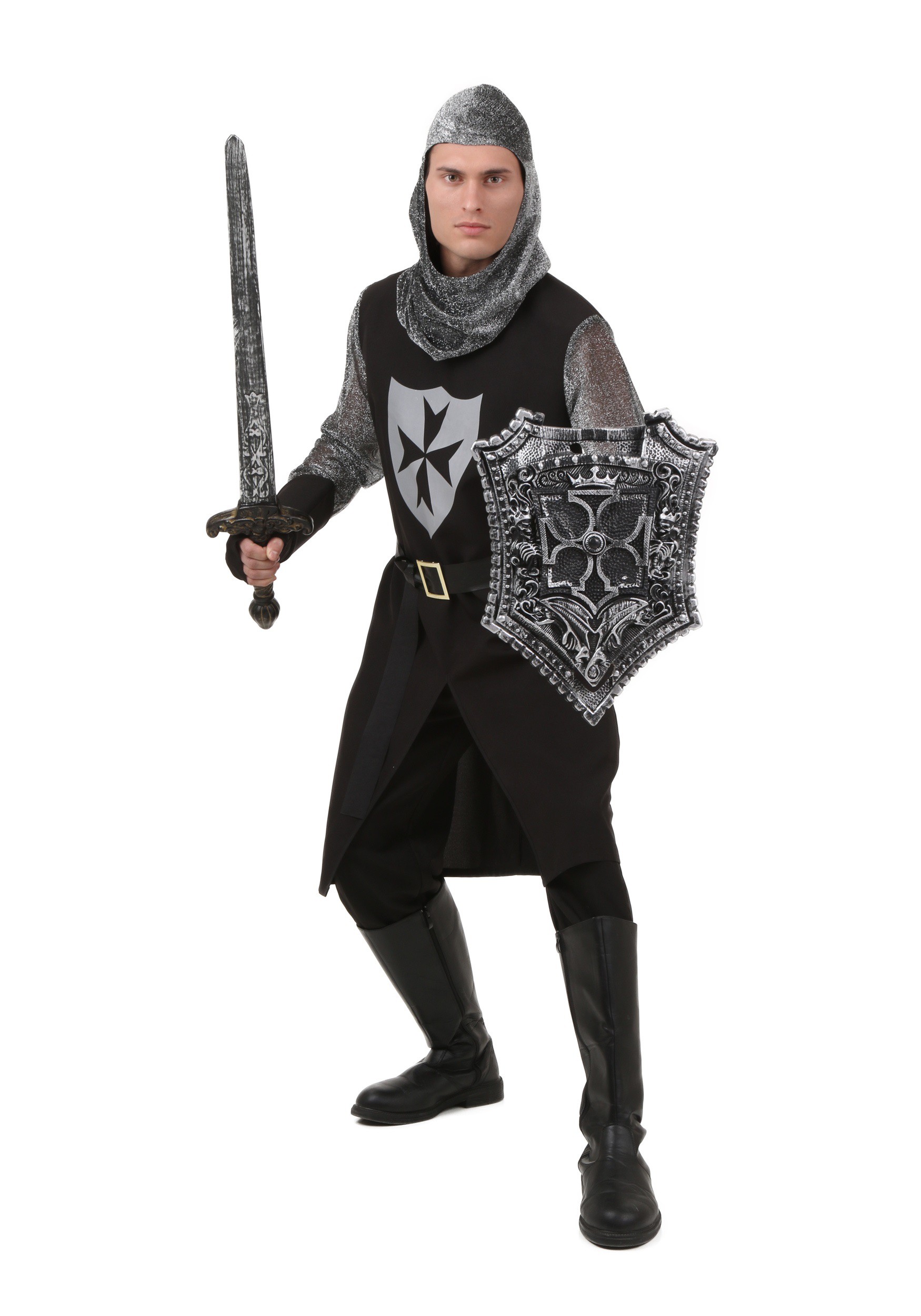 Men's Black Knight Costume , Knight Costumes For Men