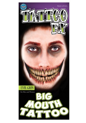 Evil Grin Temporary Big Mouth Tattoo