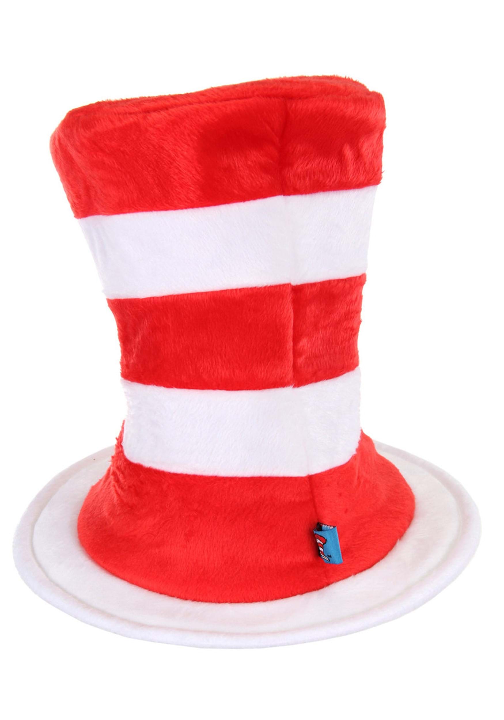 Deluxe Cat In The Hat Plush Velboa Costume Hat For Adults
