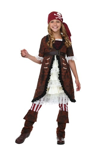 Click Here to buy Girls Brown Coat Pirate Costume from HalloweenCostumes, CDN Funds & Shipping