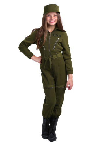 Click Here to buy Army Flightsuit Girls Costume from HalloweenCostumes, CDN Funds & Shipping