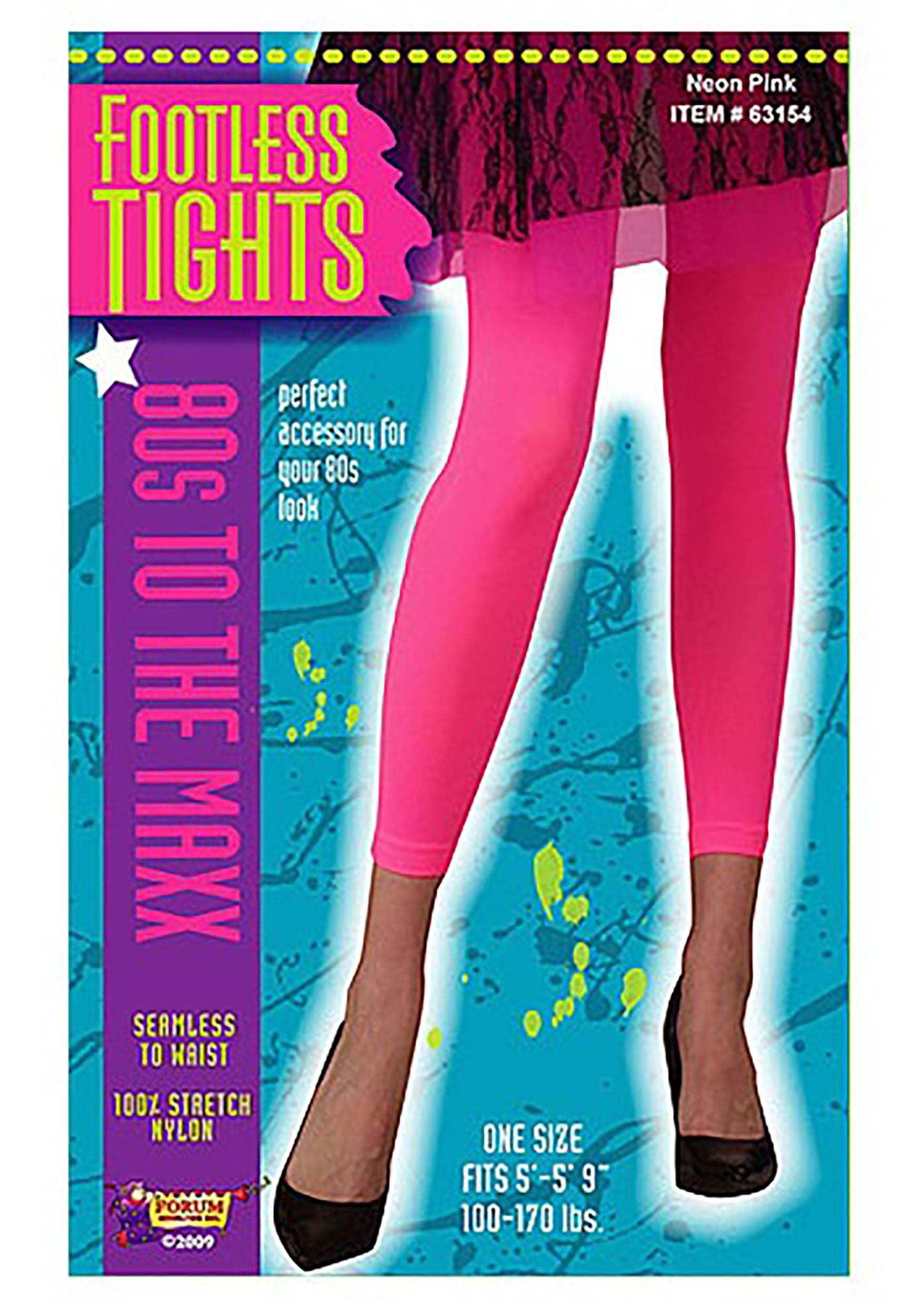 Women's Neon Pink Opaque Footless Tights