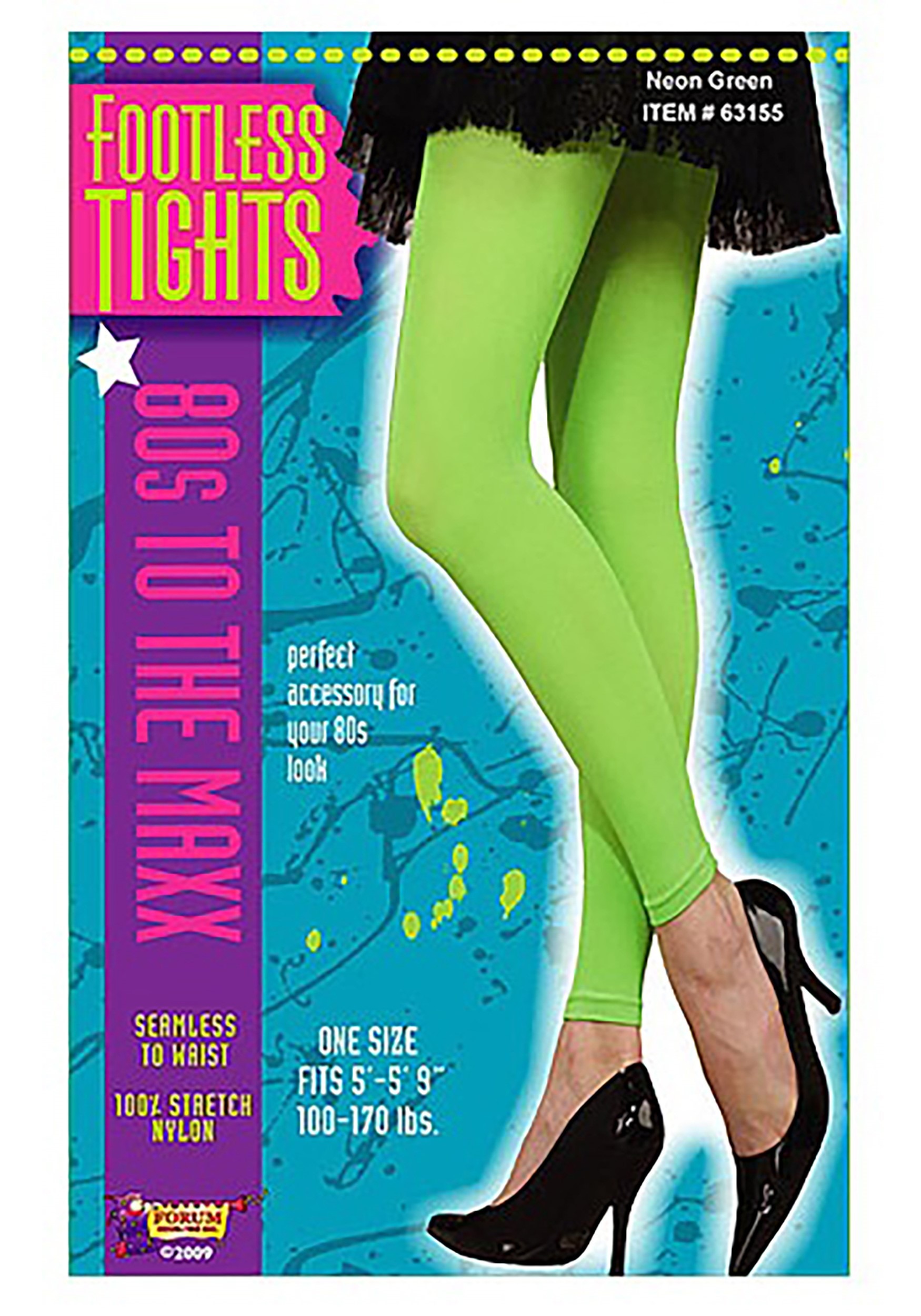 Neon Green Fishnet Footless Tights 