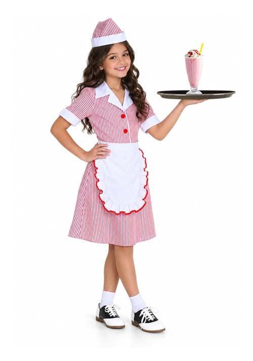 Girls 50s Retro Car Hop Waitress Costume UPD 1