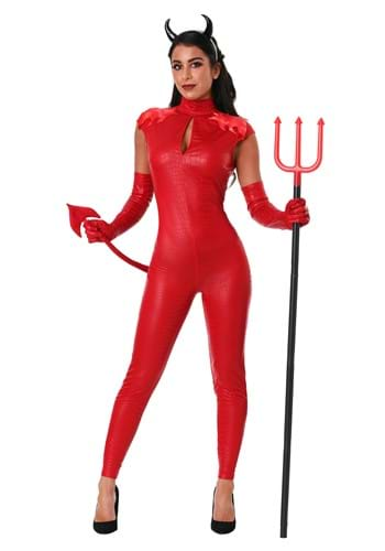 Women's Red Plunging Halter Bodysuit Costume