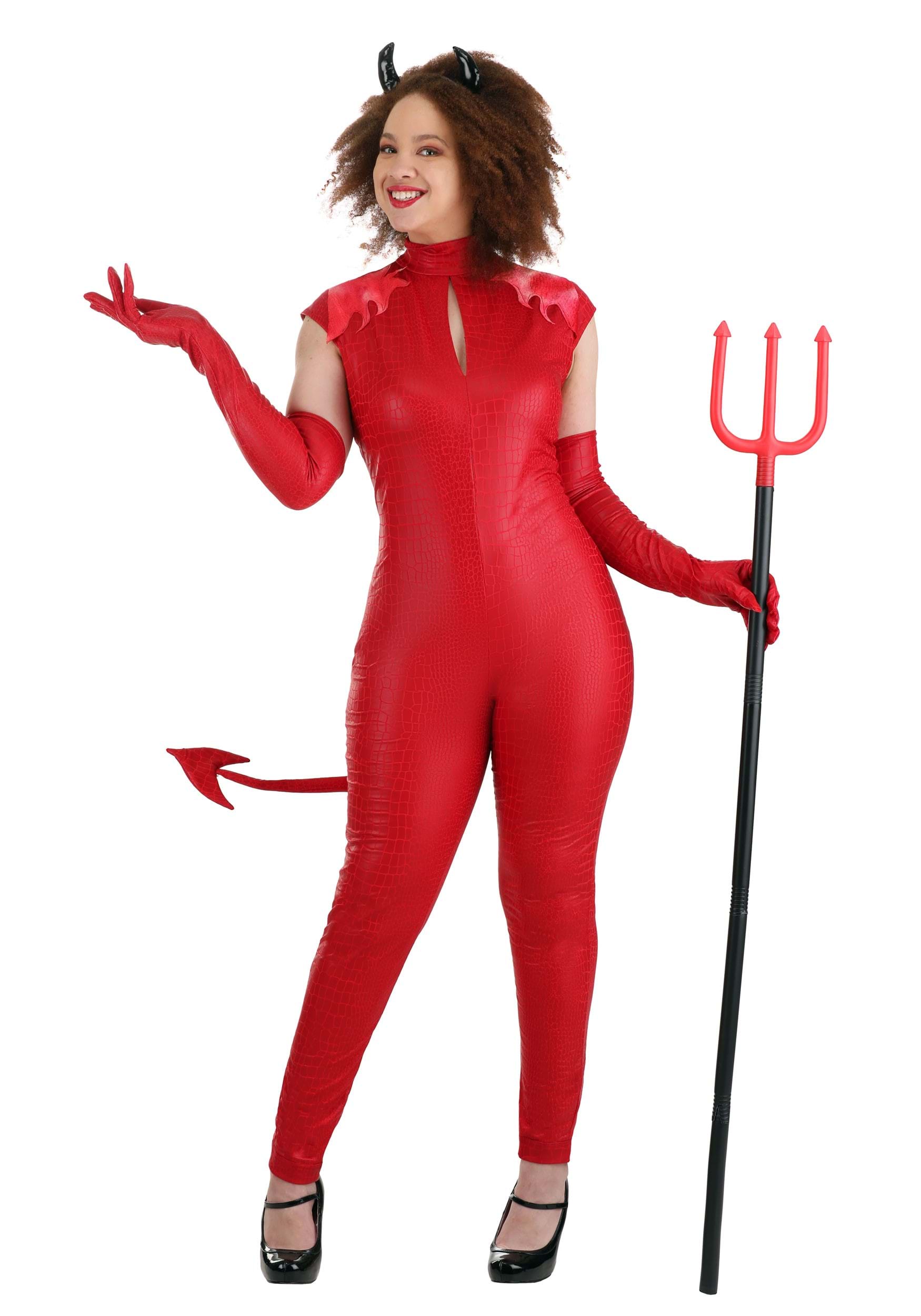 Devious Devil Costume For Women , Red Hot Jumpsuit
