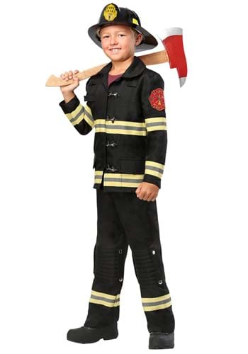 Kids Black Uniform Firefighter Costume