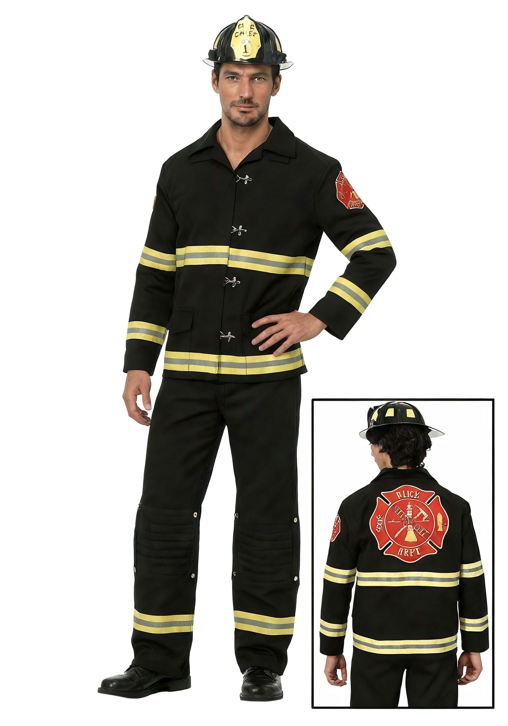 Black Uniform Firefighter Costume for Men