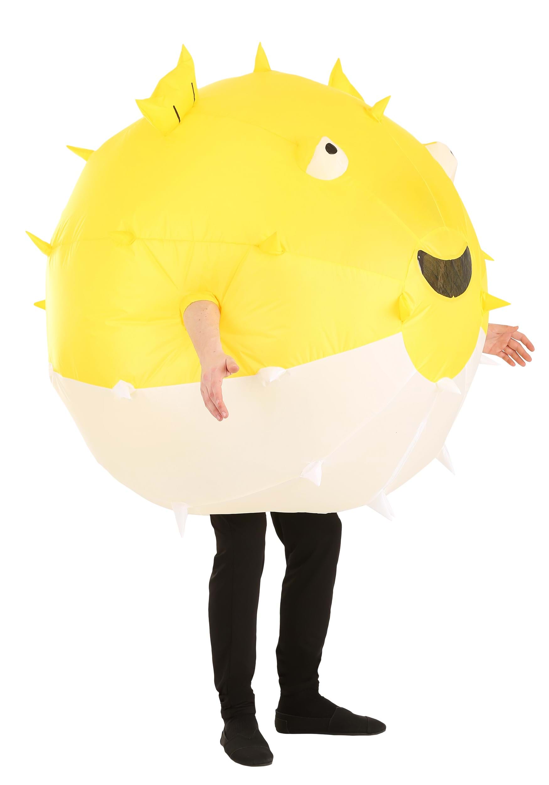 Adult Inflatable Puffer Fish Costume | Adult | Unisex | Black/White/Yellow | One-Size | FUN Costumes