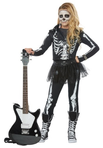 Click Here to buy Skeleton Rocker Girls Costume from HalloweenCostumes, CDN Funds & Shipping