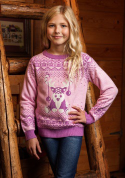 Girl's Pink Reindeer Sweater
