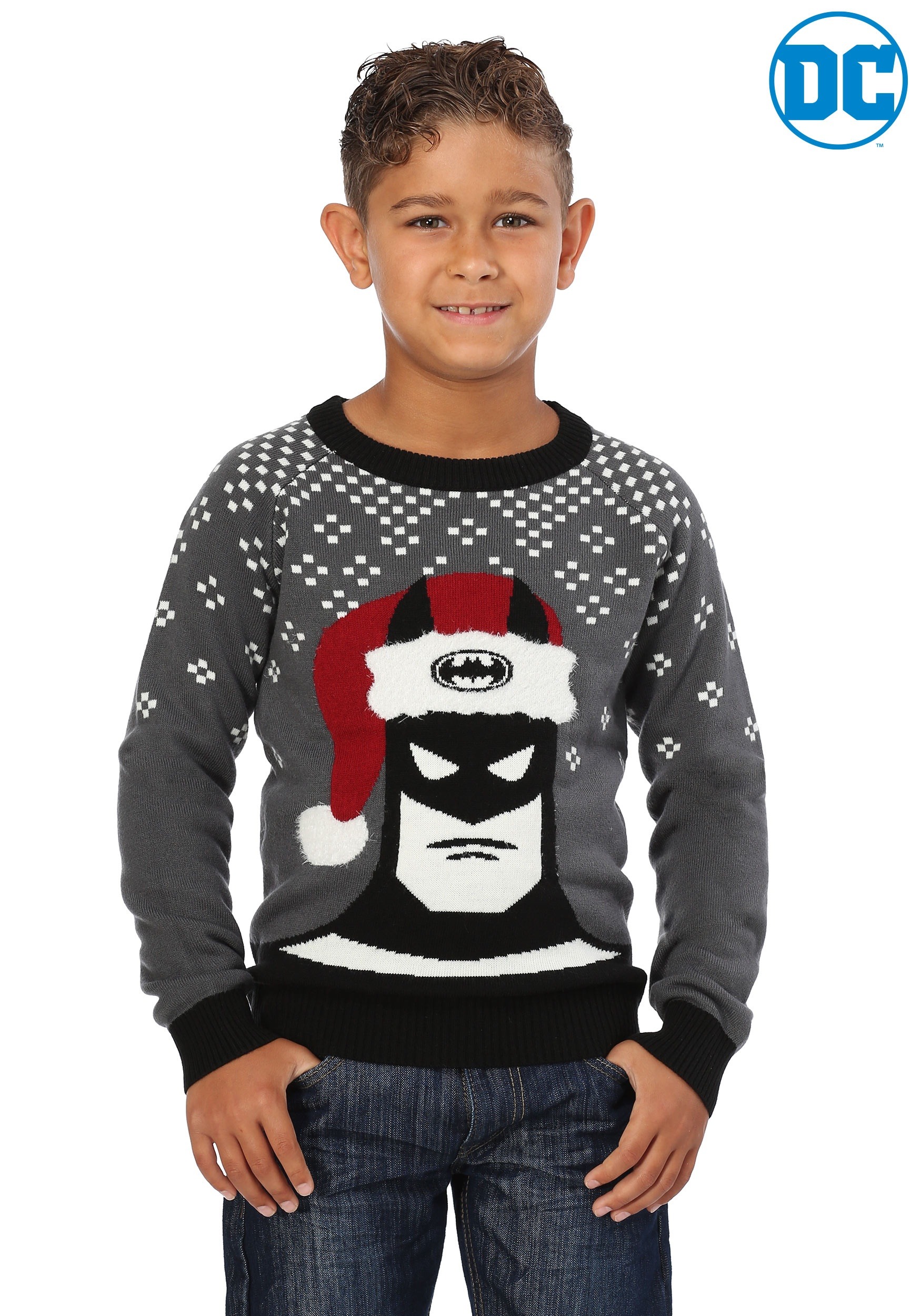 Batman Holiday Hat Ugly Christmas Sweater For Kids