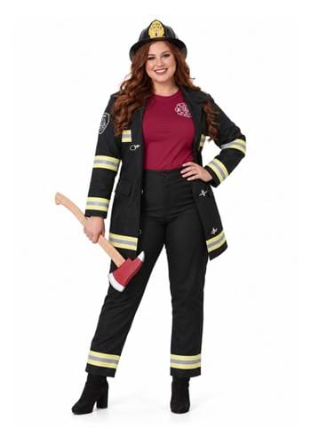 Plus Size Womens Black Firefighter Costume UPD 1