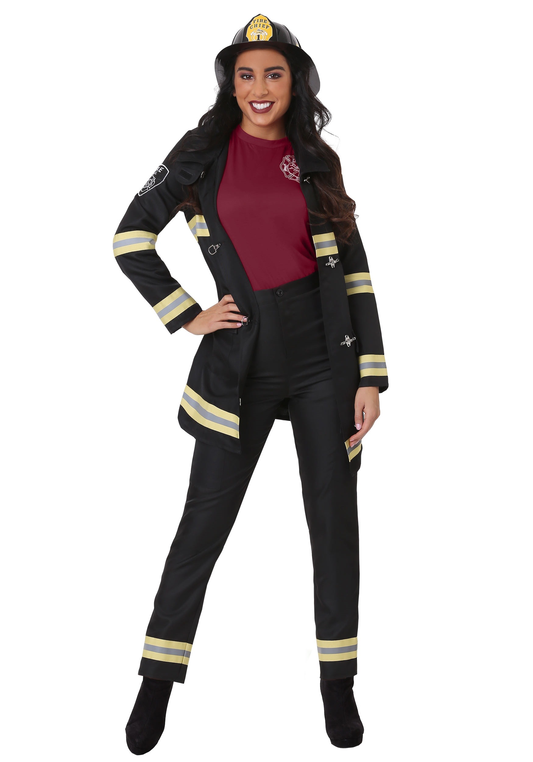 Women's Plus Size Black Firefighter Costume