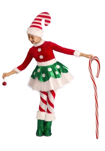 Click Here to buy Candy Cane Elf Princess Costume from HalloweenCostumes, CDN Funds & Shipping