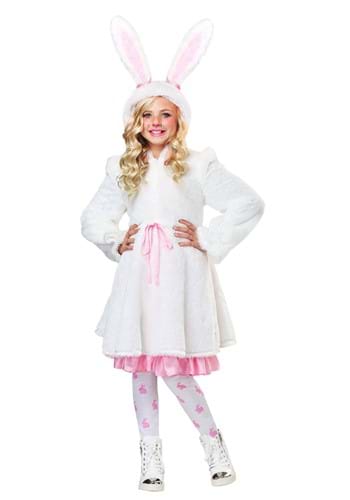 Click Here to buy Fuzzy White Rabbit Girls Costume from HalloweenCostumes, CDN Funds & Shipping