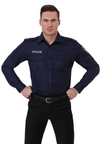 Mens Adult Long Sleeve Police Shirt
