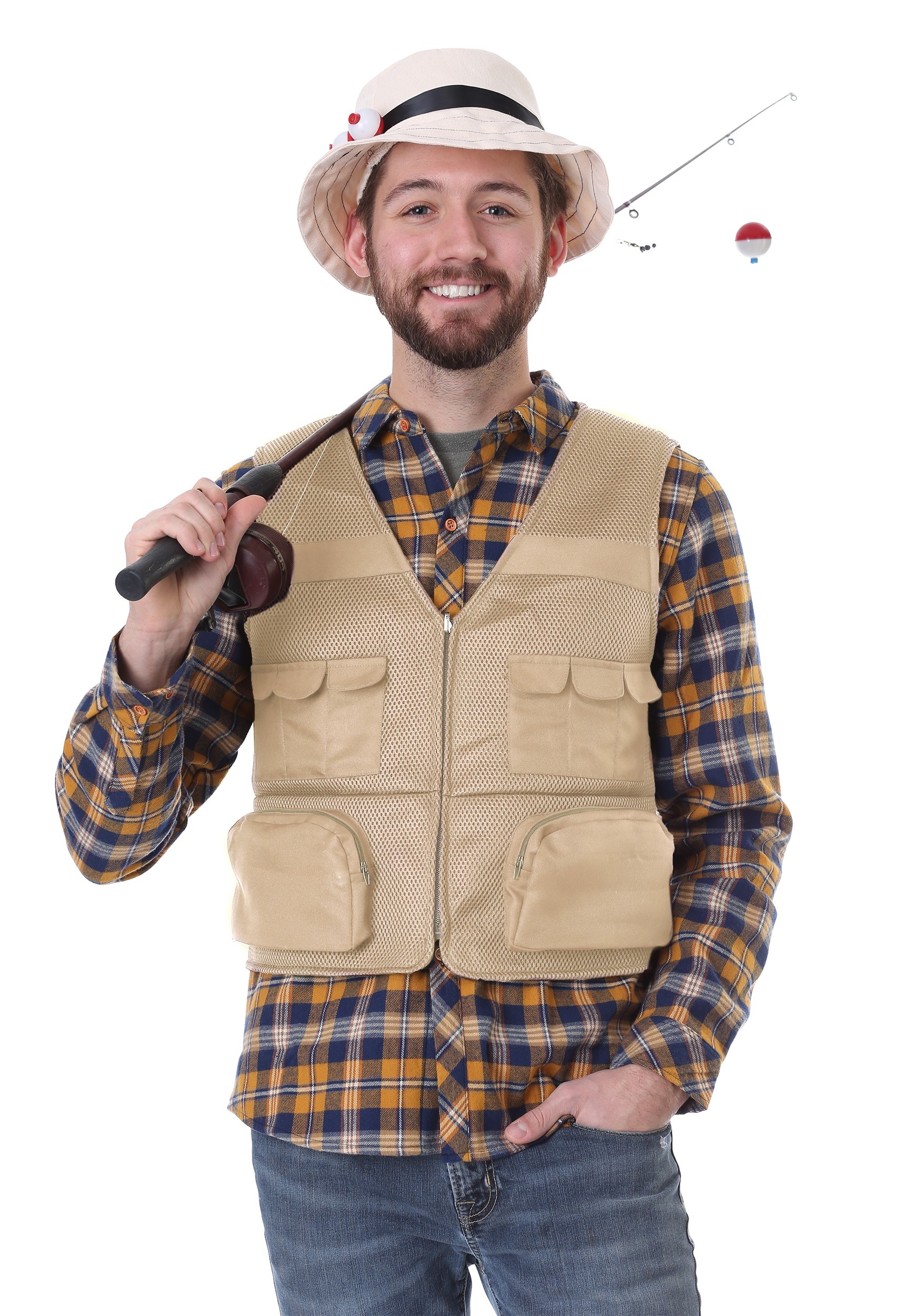 Fun Costumes Men's Fisherman Kit Costume Brown Large/X-Large