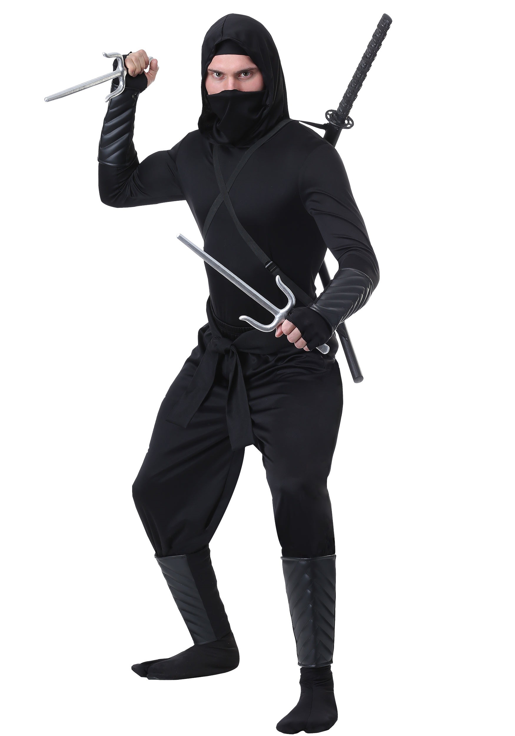 Stealth Ninja Costume for Men Large Black : : Clothing