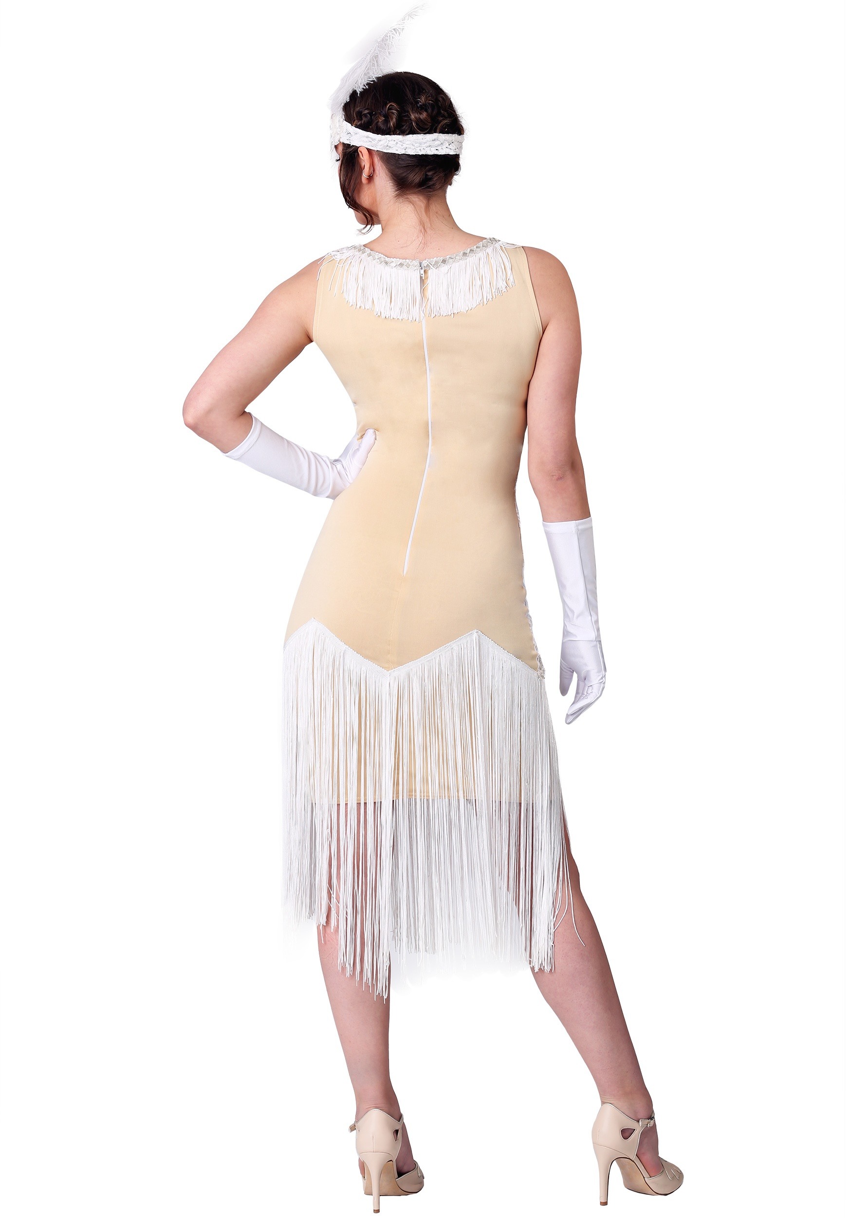 White Fringe Flapper Costume For Women