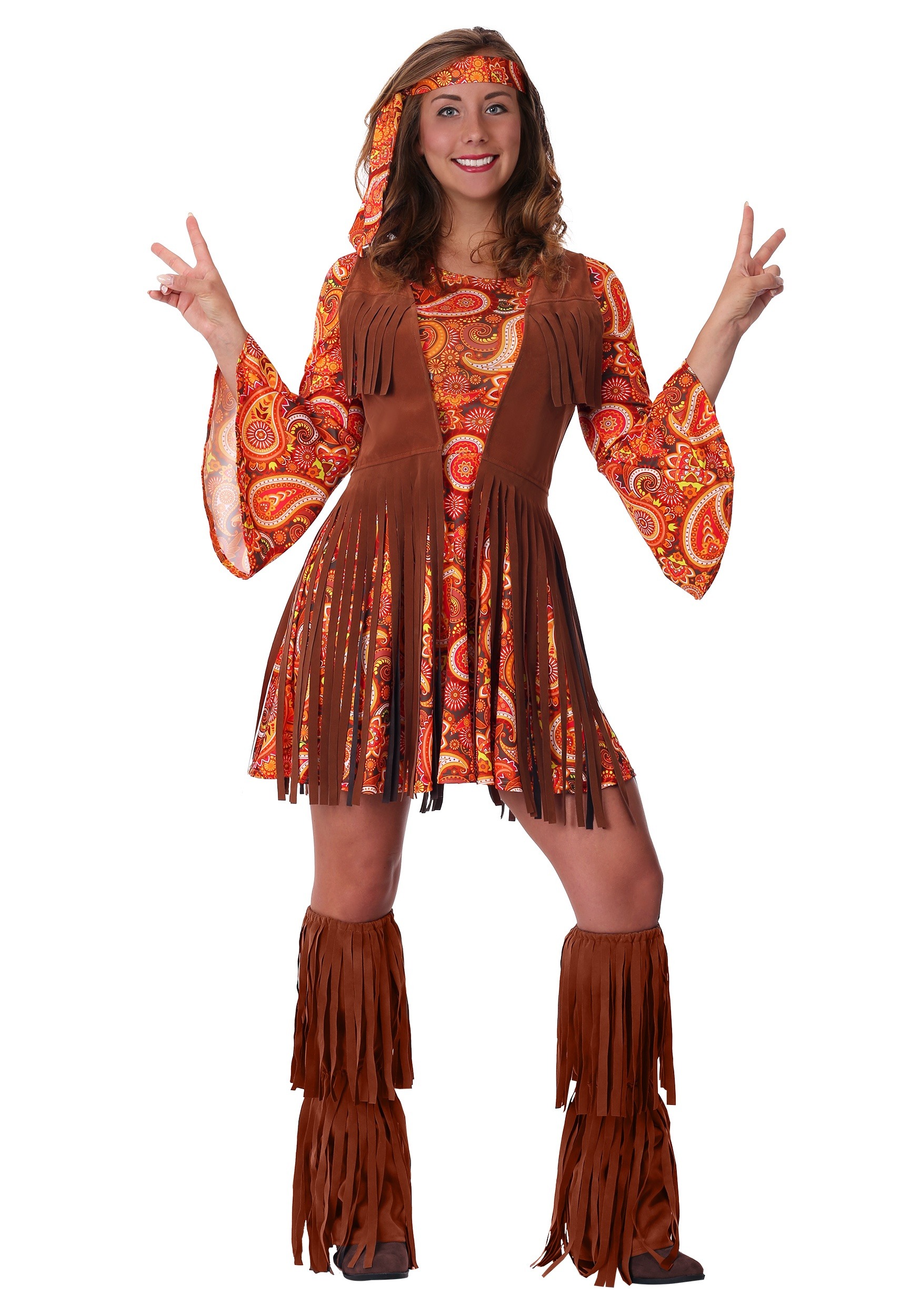 Plus Size Fringe Hippie Costume for Women