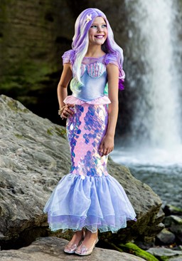 Large Girl Sparkling Mermaid Costume, Pink/Purple