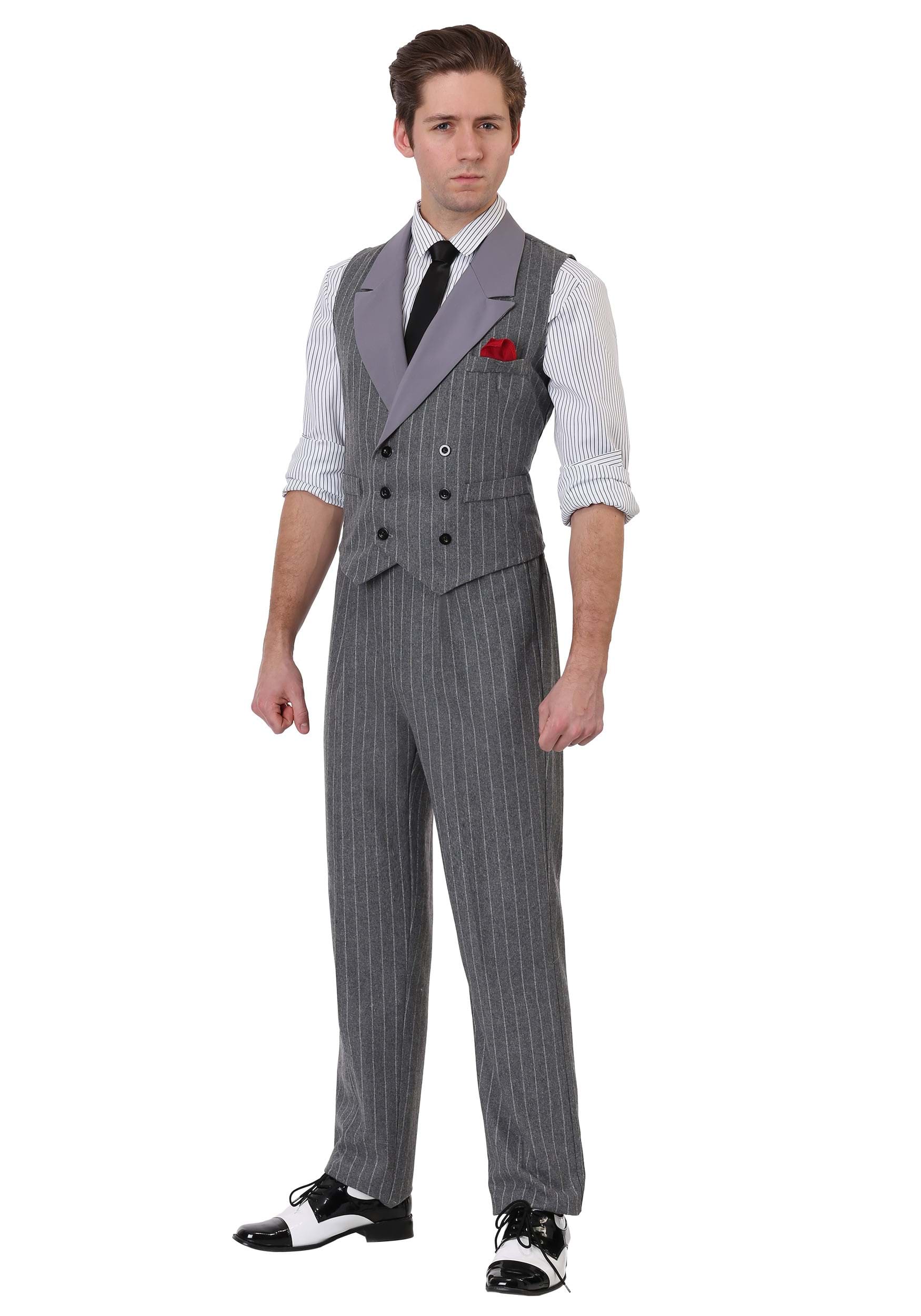 Men&rsquo;s 1900s Costumes: Indiana Jones, WW1 Pilot, Safari Costumes Ruthless Gangster Mens Costume  Adult Decade Costumes $83.99 AT vintagedancer.com