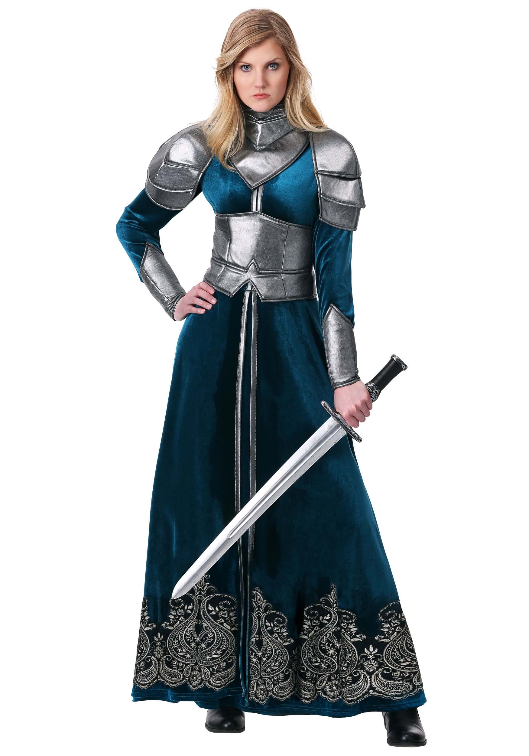 Medieval Lady Knight Costume for Adults, Chainmail Dress