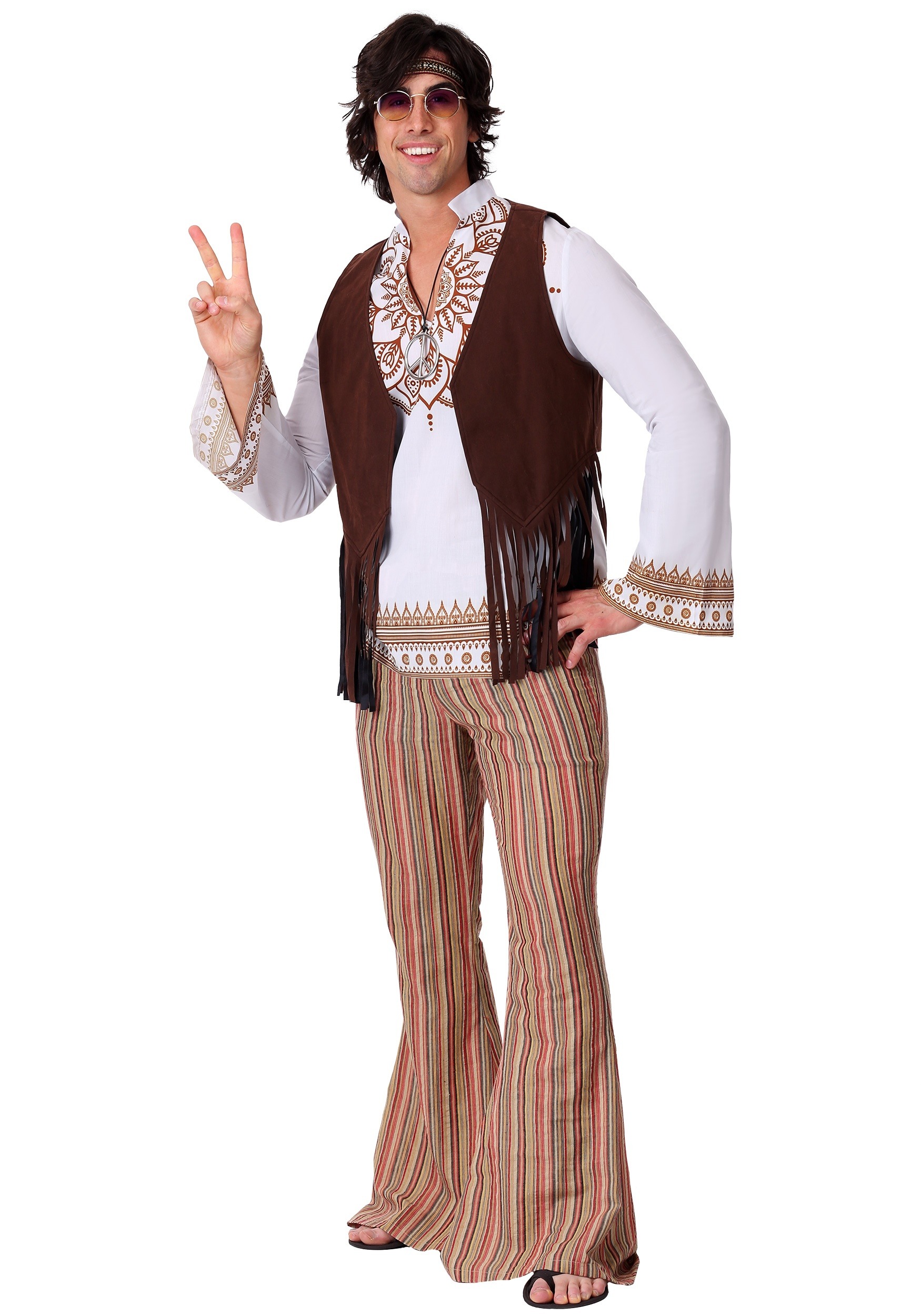 Psychedelic Hippie Costume Mens Hippy Retro 60s 70s Disco Woodstock -  Abracadabra Fancy Dress