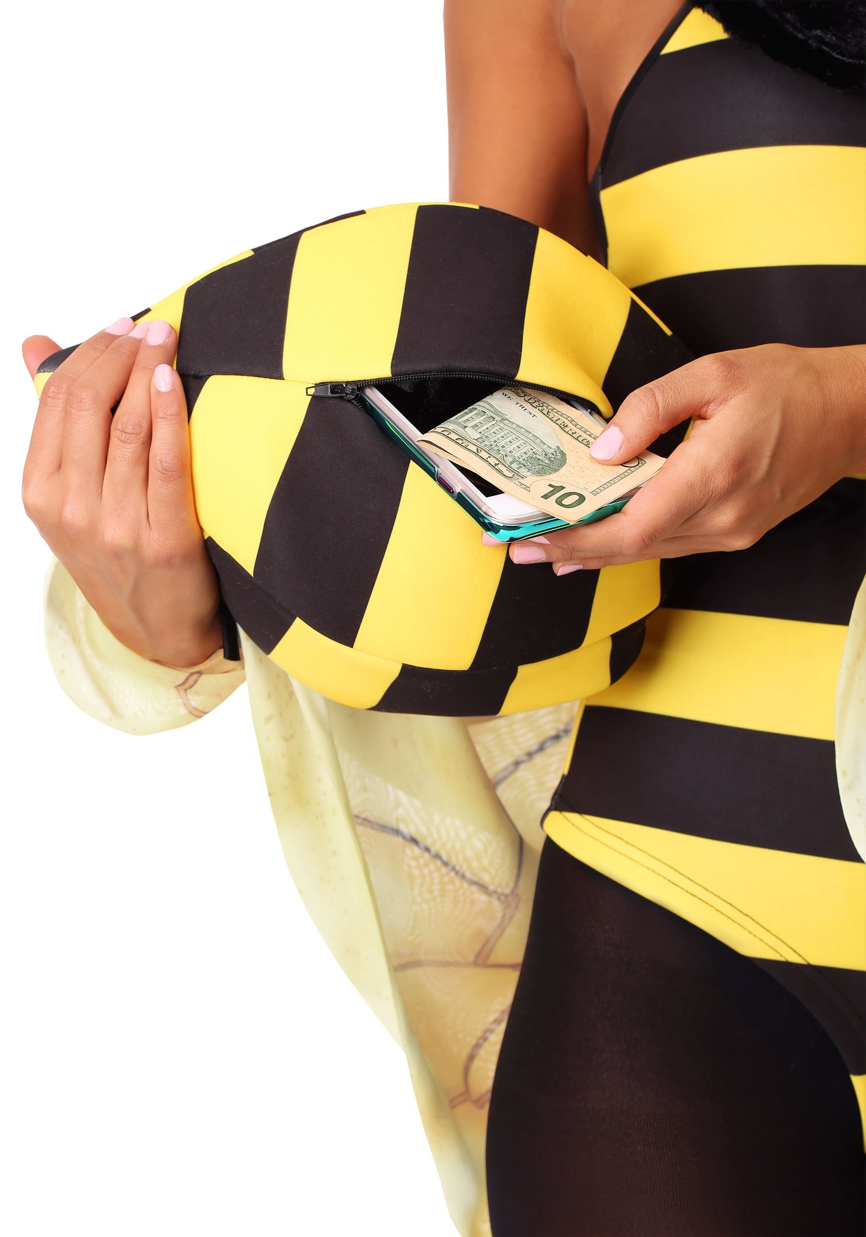 Women's Honey Bee Bodysuit, Yellow Bee Costume with Wings, Bumblebee Outfit