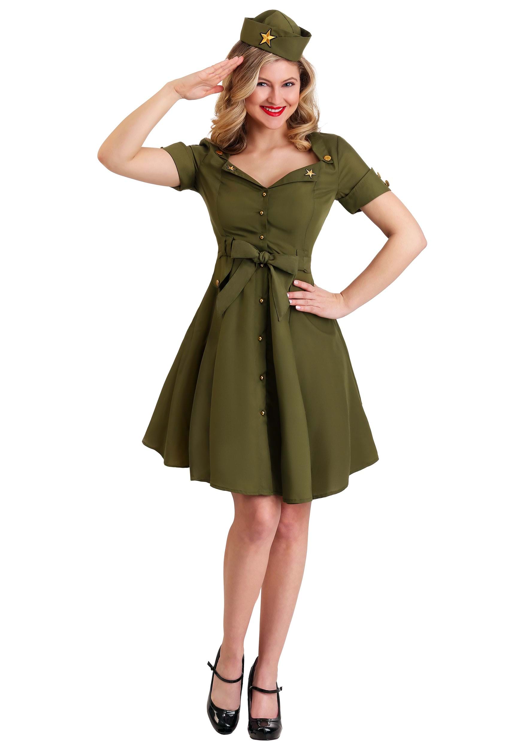Womens Vintage Combat Cutie , Army Costume