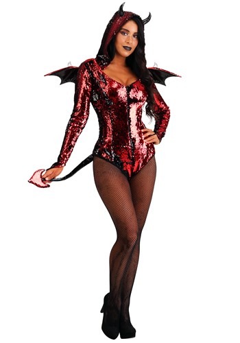 Red Plunging Halter Bodysuit Costume