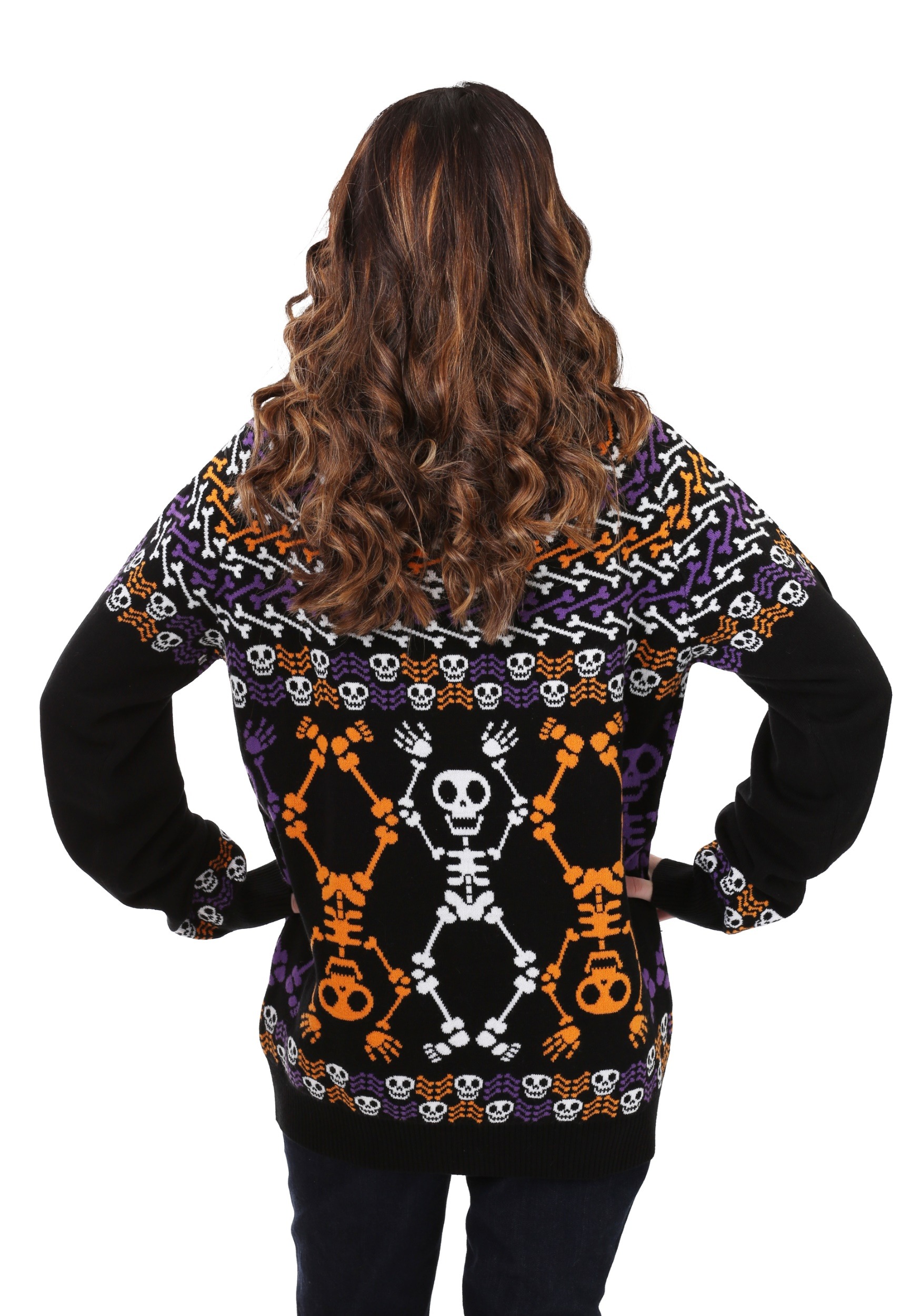 Day of the Dead Dancing Skeletons Ugly Halloween Sweater for Adults