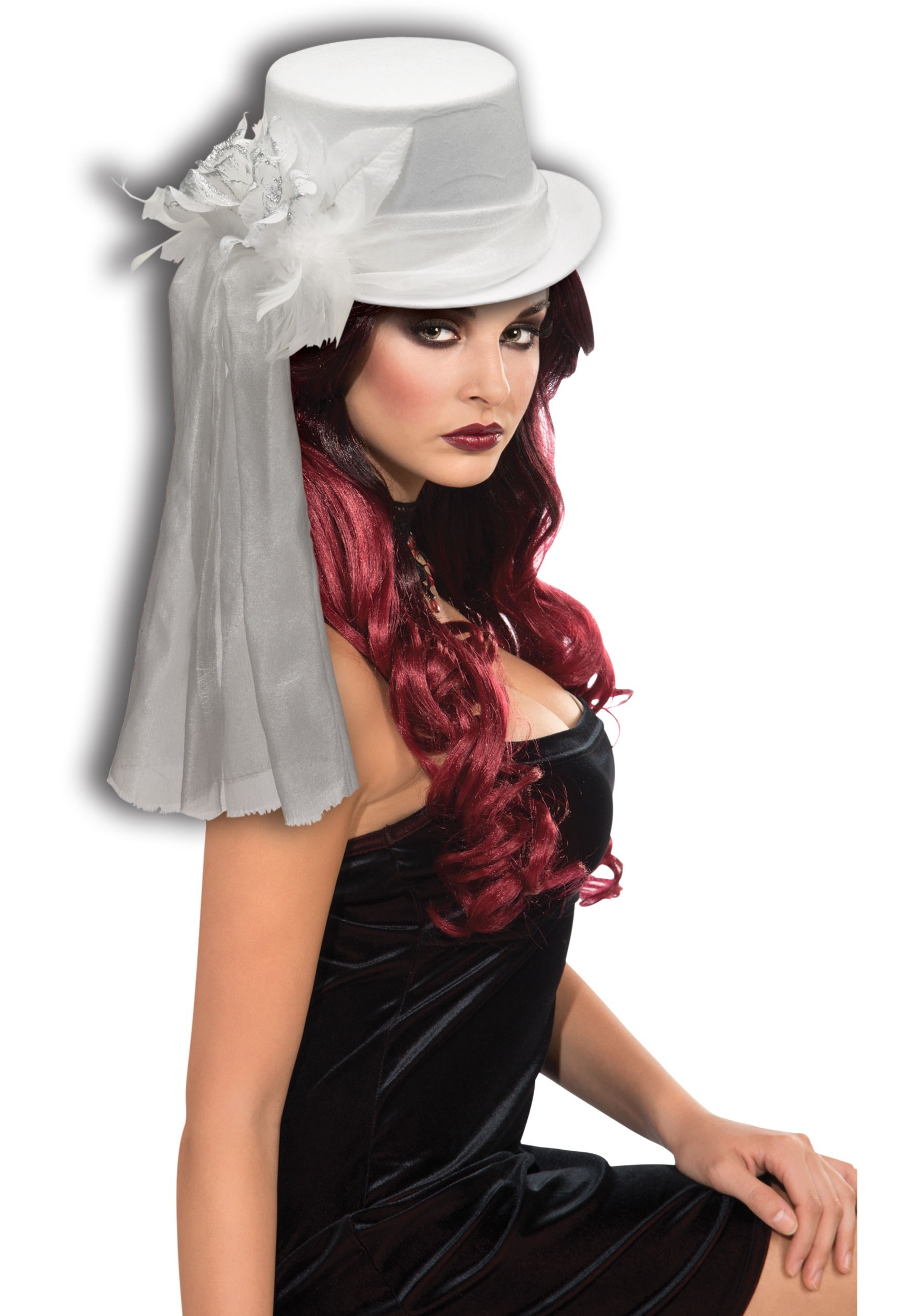 Top Hat Accessory with Ghostly Rose