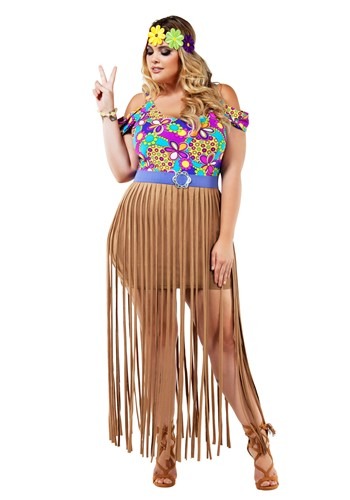 Click Here to buy Plus Size Hippy Womens Costume | Plus Size Costumes from HalloweenCostumes, CDN Funds & Shipping