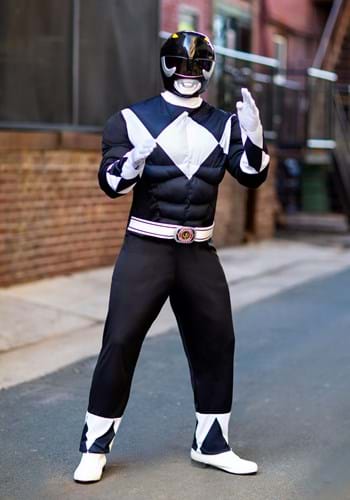Click Here to buy Mens Power Rangers Black Ranger Muscle Costume from HalloweenCostumes, CDN Funds & Shipping