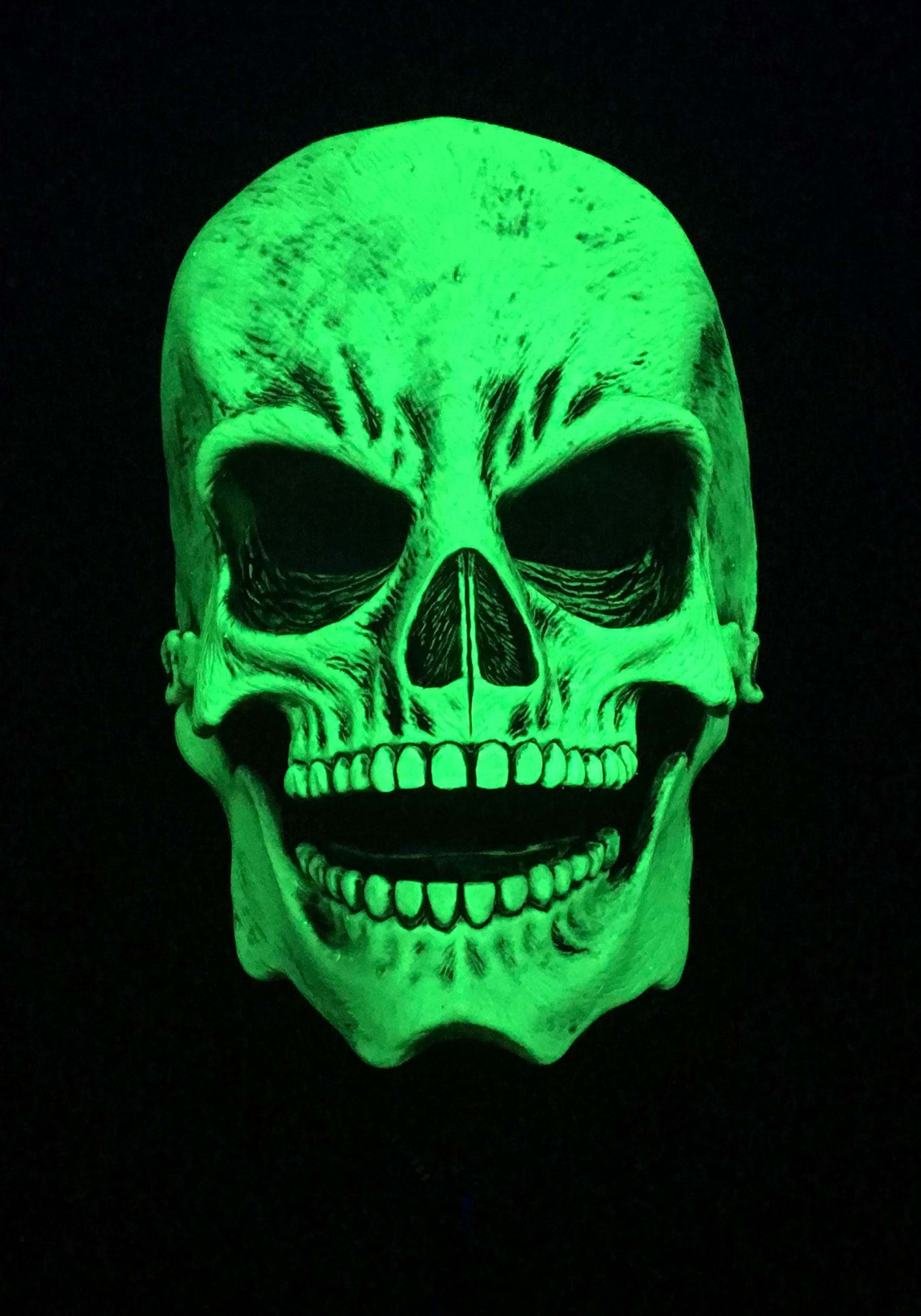 UV Green Glow Skull Mask For Adults